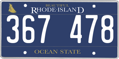 RI license plate 367478