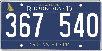RI license plate 367540