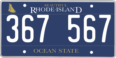 RI license plate 367567
