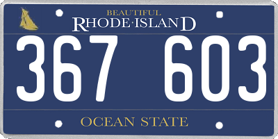 RI license plate 367603