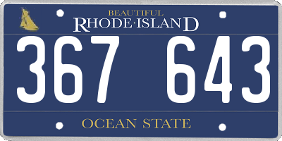 RI license plate 367643