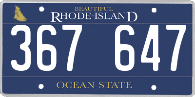 RI license plate 367647