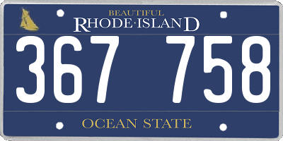 RI license plate 367758