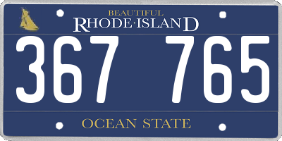 RI license plate 367765