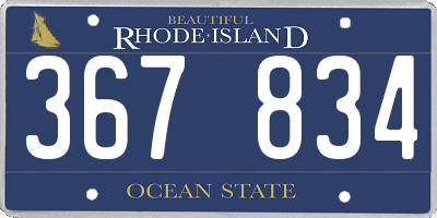 RI license plate 367834