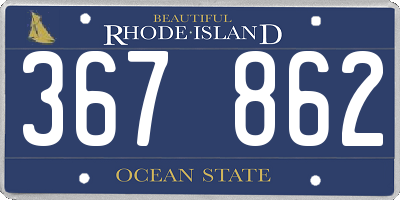 RI license plate 367862