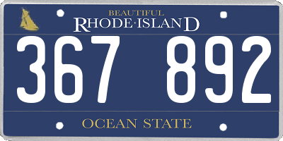 RI license plate 367892
