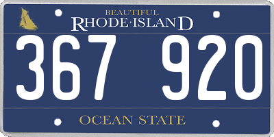 RI license plate 367920