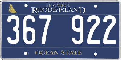 RI license plate 367922