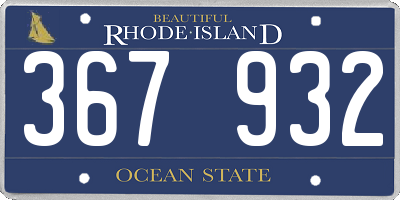 RI license plate 367932