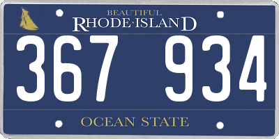 RI license plate 367934