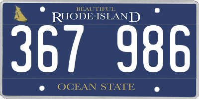 RI license plate 367986