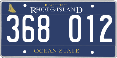 RI license plate 368012