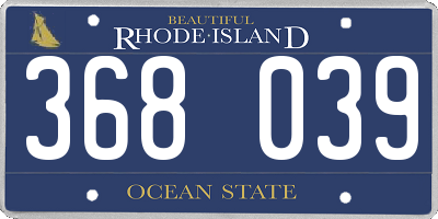 RI license plate 368039