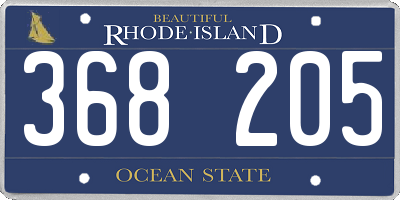 RI license plate 368205
