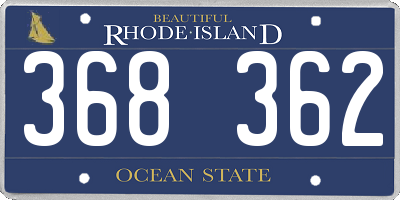 RI license plate 368362
