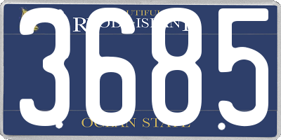 RI license plate 3685