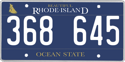 RI license plate 368645