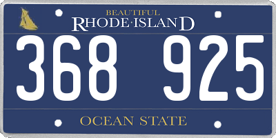 RI license plate 368925