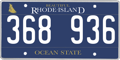 RI license plate 368936