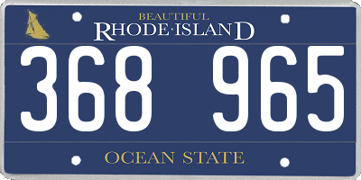 RI license plate 368965