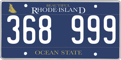 RI license plate 368999