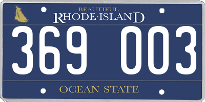 RI license plate 369003