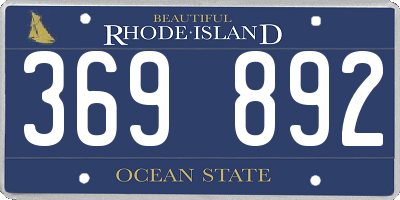 RI license plate 369892