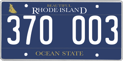 RI license plate 370003