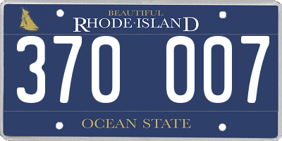 RI license plate 370007