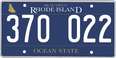 RI license plate 370022