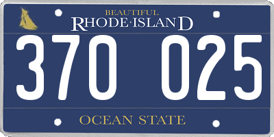 RI license plate 370025