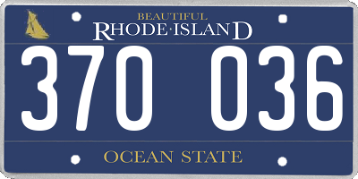 RI license plate 370036