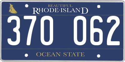 RI license plate 370062