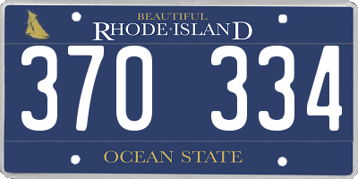 RI license plate 370334