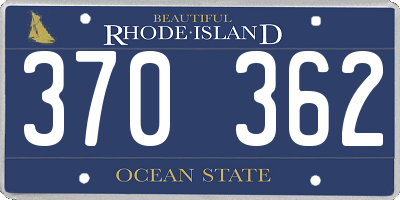 RI license plate 370362
