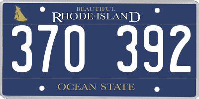 RI license plate 370392