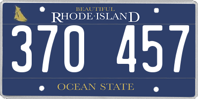 RI license plate 370457