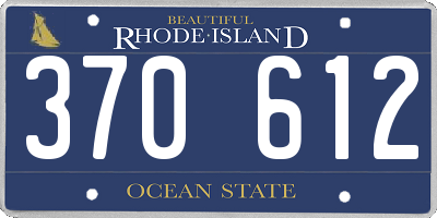RI license plate 370612