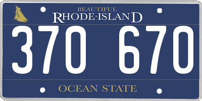 RI license plate 370670
