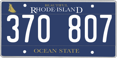 RI license plate 370807