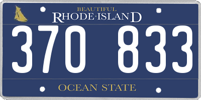RI license plate 370833