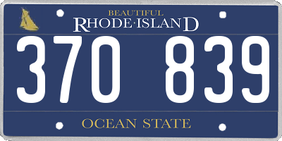 RI license plate 370839