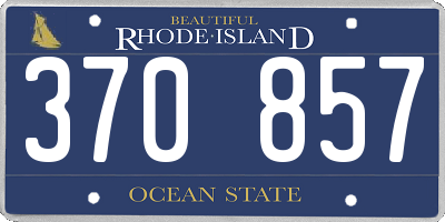RI license plate 370857