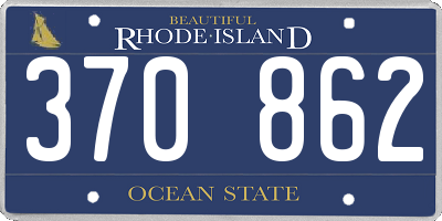 RI license plate 370862