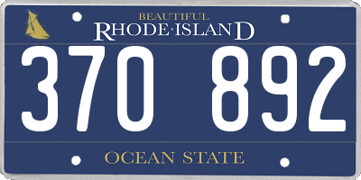RI license plate 370892