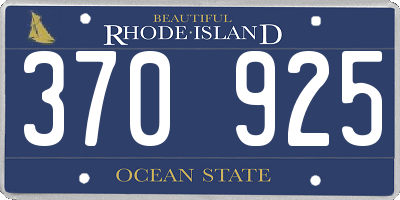 RI license plate 370925