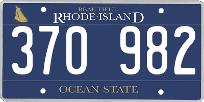 RI license plate 370982