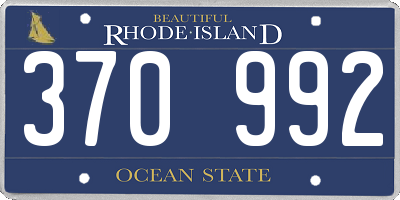 RI license plate 370992