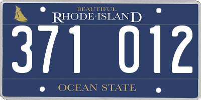 RI license plate 371012